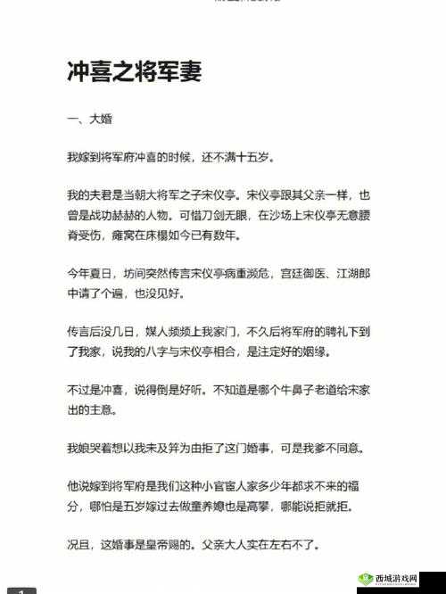 冲喜侍妾古言 1v1 全文之他们的爱恨情仇与命运纠葛